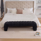 Modern Armless Bed Bench - Channel Tufted Chenille Upholstered, Multi-Use as Couch Daybed Chaise or Ottoman Foot Stool for Living Room, Bedroom, Entryway (69.7", Black)