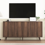 59" Buffet Cabinet with Storage, Modern Kitchen Buffet Sideboard with 4 Doors, Wood Coffee Bar with Adjustable Shelves, Kitchen Storage Cabinet with Adjustable Legs for Living Room (Walnut)