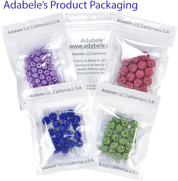 100pcs Adabele Grade A Suncatcher Crystal Rhinestone Pave Loose Beads 8mm Jet Black Polymer Clay Disco Ball Spacers Compatible with Shamballa All Craft Jewelry Making DB8-23