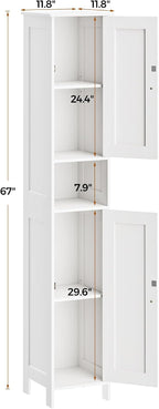 Homleke Tall Bathroom Storage Cabinet with 2 Doors, Slim Bathroom Cabinet | Narrow Storage Cabinet with Adjustable Shelves, Anti-Tip Design, Reversible Door, Easy Assembly, White, 11.8''W