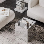 Mirrored Acrylic Cube End Table, Modern Square Side Table, Light Small Accent Night Stand for Living Room, End Table for Home Decor, Photography Props and Art Display(Silver,30cm/11.8in)