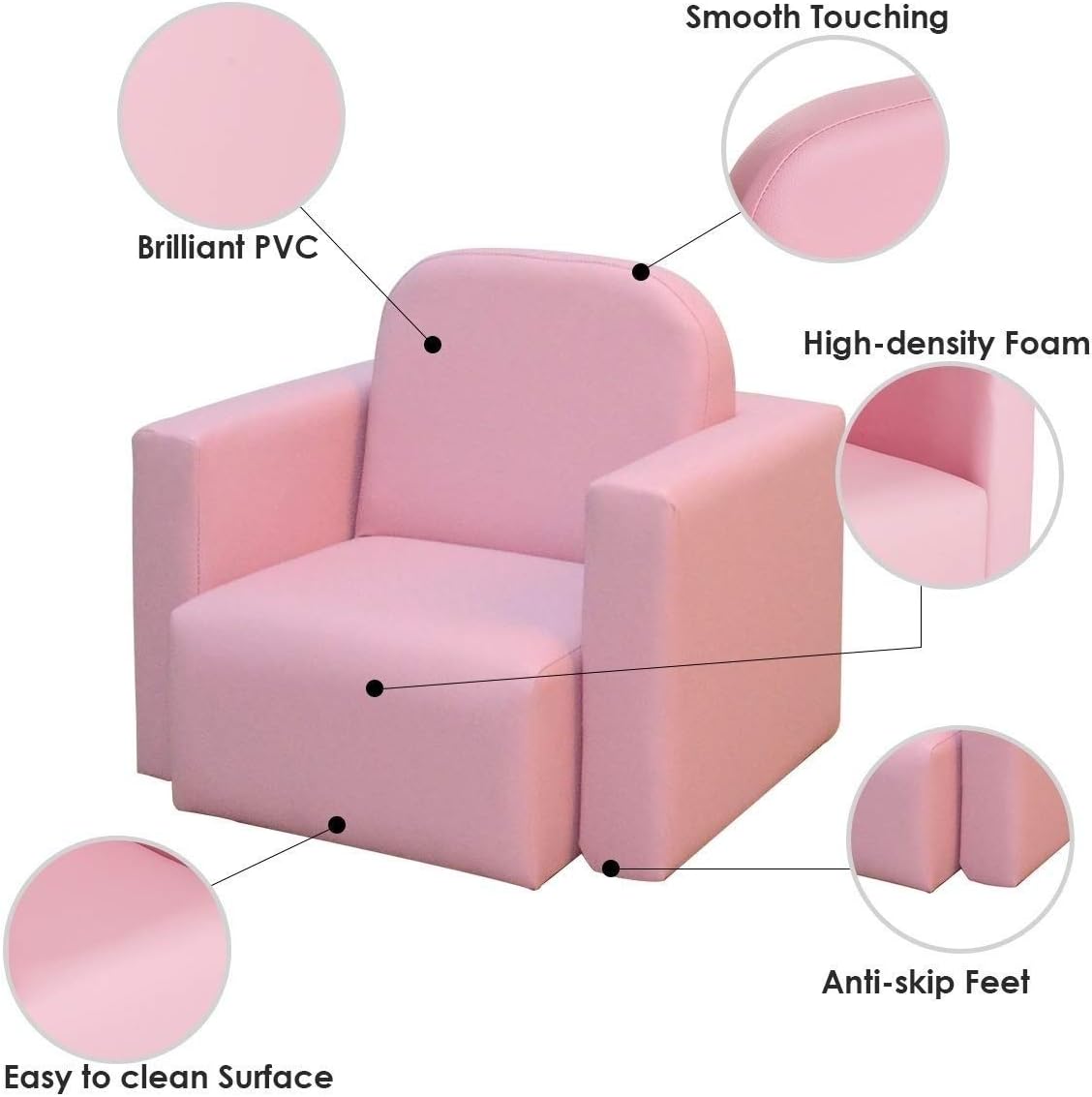 2-in-1 Multifunctional Convertible Kids Table and Chair Set Pink Modern Contemporary Plastic Cushioned Seat