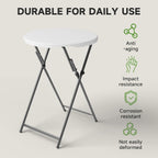 32" Round Folding Cocktail Table - HDPE Matrial Top with Steel Frame, Stable & Easy to Clean - High Top Table for Parties, Patio, Events, 4 Pack, White