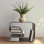 Metal Side Table, Metal End Table with Magazine Rack,Sofa Bedside Table for Small Space, Modern Nightstand with Storage Shelf for Living Room Bedroom(13x13x17inch), Silver