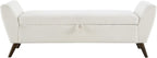 GDFStudio 60" Storage Bench with Seat & Hidden Storage, Teddy Fabric Upholstered Entryway Bedroom Bench, Solid Wood Frame, Rubber Wood Legs, Foam Cushion Seat, Cream