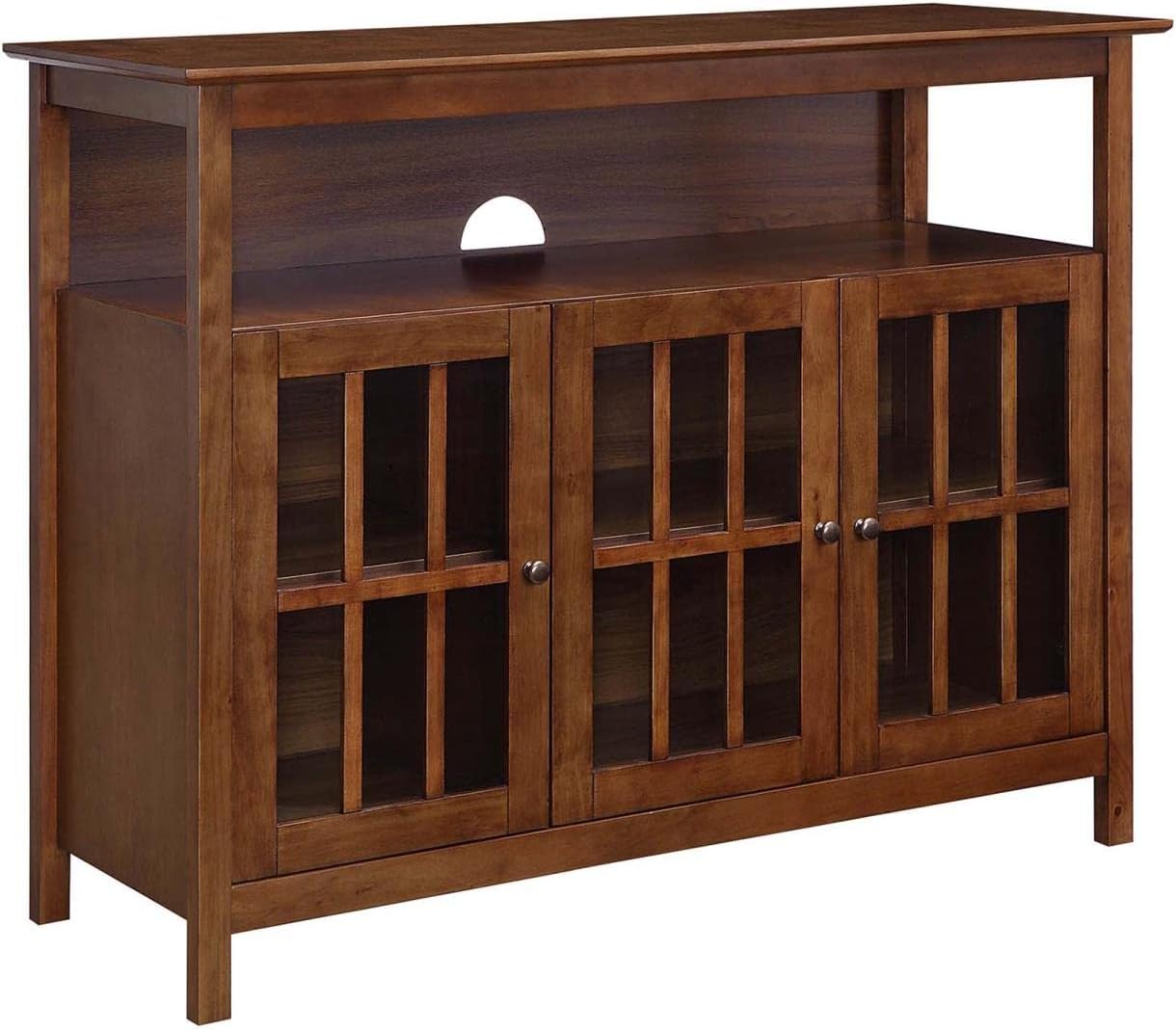 Convenience Concepts Big Sur Deluxe TV Stand with Storage Cabinets and Shelf for TVs up to 55 Inches, Dark Walnut