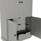 Virubi 42.3x20.0x70.9 inch Freestanding Kitchen Pantry Cabinet, Tall Storage Workstation with 4 Doors, 3 Drawers, 6 Door Shelves, Removable Shelves & 6 Wine Racks for Dining (Grey)