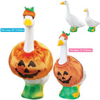 Fox Valley Traders Gaggleville Goose Pumpkin Bundle, Includes One Large 23" White Goose, One Baby 17" White Goose and Two Outfits - One Baby & One Large Pumpkin Goose Outfit Included