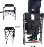 KingCamp Folding Camping Chair, Heavy Duty Portable Directors Style with Side Table Carry Handle Storage Pockets for Outdoor Tailgating Sports Backpacking Fishing, Black