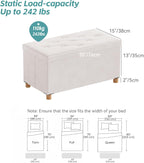 BRIAN & DANY 30 Inches Folding Storage Ottoman Bench, Ottoman with Storage for Living Room, with Wooden Feet and Lid, White