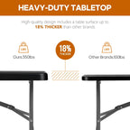 5ft Folding Table Heavy Duty 350 LBS Capacity Foldable Table with 18% Thicker HDPE Waterproof Top & Reinforced Steel Frame, Portable Fold-in-Half Table for Outdoor Indoor Party Wedding Camping