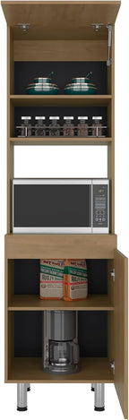 DEPOT E-SHOP 22" Fingal Kitchen Pantry with Microwave Space, Four Shelves and Closed Storage, Natural Oak - Kitchen – Tall Kitchen Storage & Pantry Organization