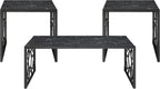 3-Piece Occasional Table Set with Marble-Print Glass Top | Includes 1 cocktail table and 2 end tables with fluted glass top