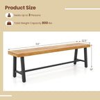 Byroce 63” Acacia Wood Entryway Bench, Rustic Dining Bench with 3-Person Thickened Seat & 800 LBS Heavy-Duty Metal Frame, Farmhouse Indoor Shoe Bench Seat for Hallway, Bedroom & Living Room (1)