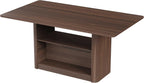 FUQARHY 63" Dining Table with Storage, Fluted Rectangular Kitchen Table for 6 with 2-Tier Storage Shelf, Farmhouse Wood Table (Walnut)