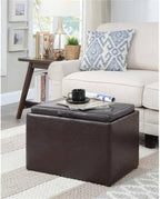 Convenience Concepts Designs4Comfort Accent Storage Ottoman 22.75" - Modern Foot Stool with Decorative Tray for Living Room, Dining Room, Office, Den, Espresso Faux Leather