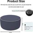 DYTXIII Inflatable Ottoman Stool D21 xH9 for Outdoor/Indoor Use, Water Repellent Patio Foot Rest Stool with Portable Handle,Round Pouf Ottoman Suitable for Garden,Deck and Camping - Textured Navy