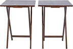 Modern Indoor Folding Tray Table Set of 2, Walnut Finish, Solid Rubberwood, 19 x 14.5 x 26 Inches, Lightweight & Easy to Move, Space-Saving Storage