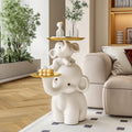 Elephant Side Table, Large Living Room Sculpture, Perfect as Sofa Side Table, Bedroom Nightstand, Coffee Table, Living Room Decor with Two Storage Trays (Double-Tray Elephant)