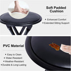 FurnitureR 18" Folding Stool, Portable Round Padded Seat, Backless Collapsible Metal Stool, Compact Extra Seating for Indoor Outdoor, Gift-Ready, No Assembly, Black