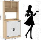 71" Tall Pantry Cabinet, Kitchen Cabinet with Microwave Stand & Storage Shelves, Farmhouse Kitchen Hutch Storage Cabinet with Doors, Buffet Cabinet Food Pantry Cupboard for Kitchen, Dining Room