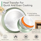 DishDelight Induction Pots and Pans Set Non Stick, 12 Piece Nonstick Induction Granite Kitchen Cookware Sets, Induction Cookware Frying Pans and Saucepan Set, Nonstick Granite Cooking Set, Green