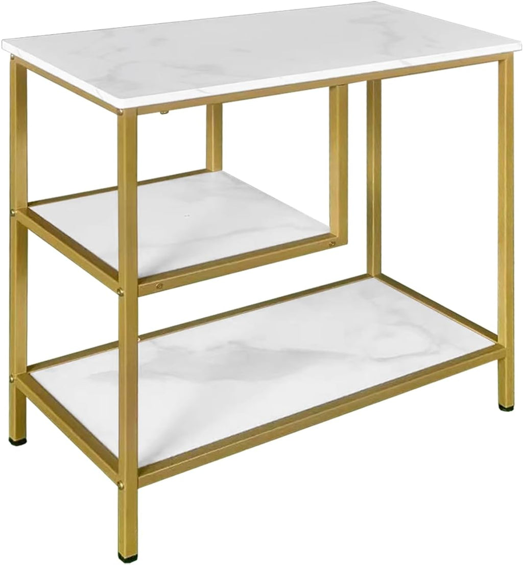 AT-VALY 3-Tier End Table,Nightstand for Living Room, Bedroom, Office, Bathroom (Gold)