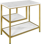 AT-VALY End Table Set of 2, 3-Tier Small End Table, Nightstand for Living Room, Bedroom, Office, Bathroom (Gold)