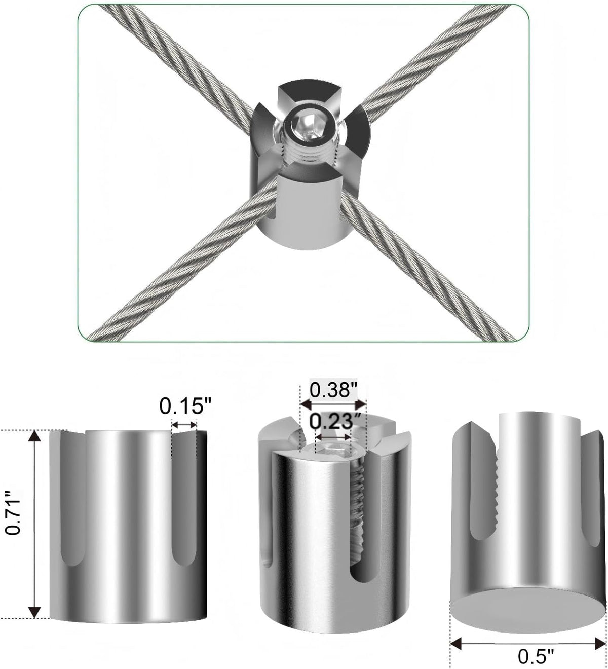 40 Pack Wall Trellis Wire Clamps & Cross Cable Clamps, T316 Stainless Steel Heavy Duty (0.5" OD) for 1/8" Rope, No Drilling Wire Trellis Kit for Outdoor Climbing Plants & Fence