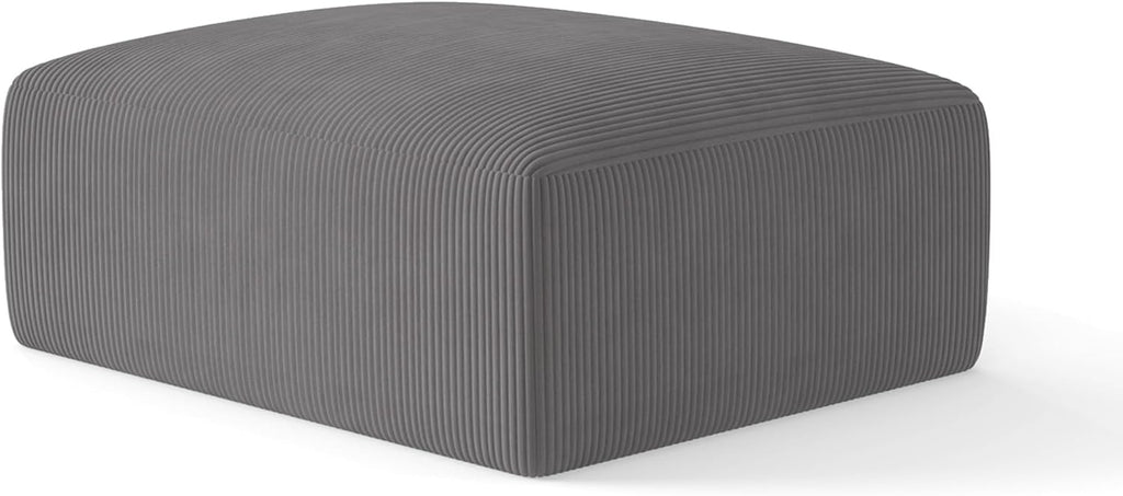 40" Oversized Square Corduroy Ottoman, Large Ottoman Pouf Footstool, Grey | Poofy Soft Foot Rest, Movable Pouf Ottoman, Floor Ottoman, Foam Chunk Filling, Living Room Sofa Couch Bedroom, 1 Piece