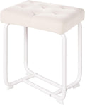 BEWISHOME White Vanity Stool Small Chair for Vanity KFD01W | Leather Makeup Vanity Chairs with Thick Padded Seat, Sturdy Reinforced Frame for Bathroom KFD01W