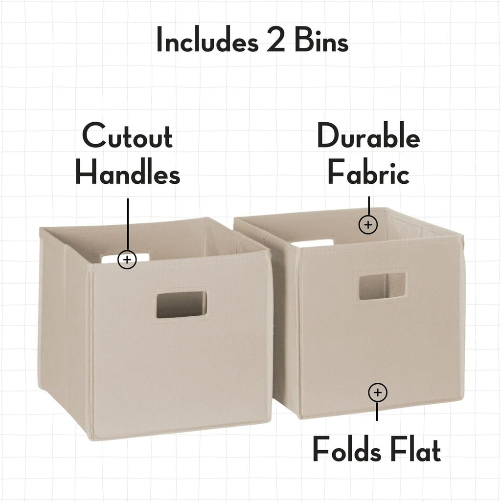 RiverRidge Kids Activity Table with Storage Cubbies, Cups and 2 Taupe Bins | Playroom Toddler Sensory Art Craft Table, 4 Toy Organization Shelves, 4 Multi-purpose cups, 2 Fabric Folding Cubes, Ages 2-4