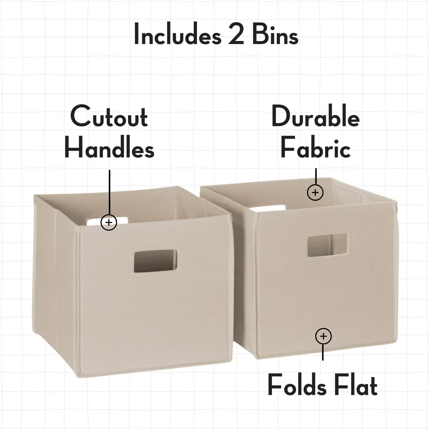 RiverRidge Kids Activity Table with Storage Cubbies, Cups and 2 Taupe Bins | Playroom Toddler Sensory Art Craft Table, 4 Toy Organization Shelves, 4 Multi-purpose cups, 2 Fabric Folding Cubes, Ages 2-4