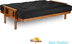 Stanford Futon Set - Queen Size, Frame, 8" Mattress, Twill Black Cover