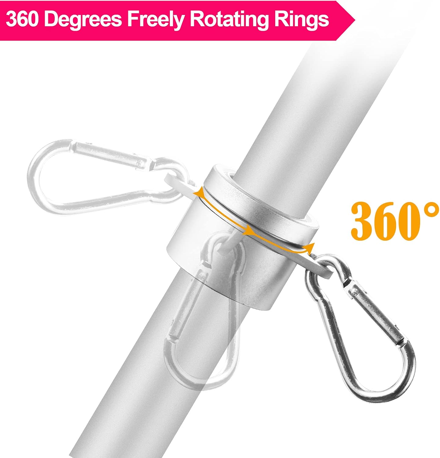 1" Flag Pole Rings, 2 Pcs Anti Wrap Flag Pole Clips Swivels, 360° Rotating Flagpole Flag Mounting Rings, Aluminum Alloy Spinning Flag Pole Kit Parts for 0.75-1.02" Diameter (1 Inch, Silver)