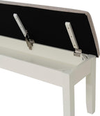 Powell Company Jane Grey Wood Backless Storage Bench with Beige Upholstered Top