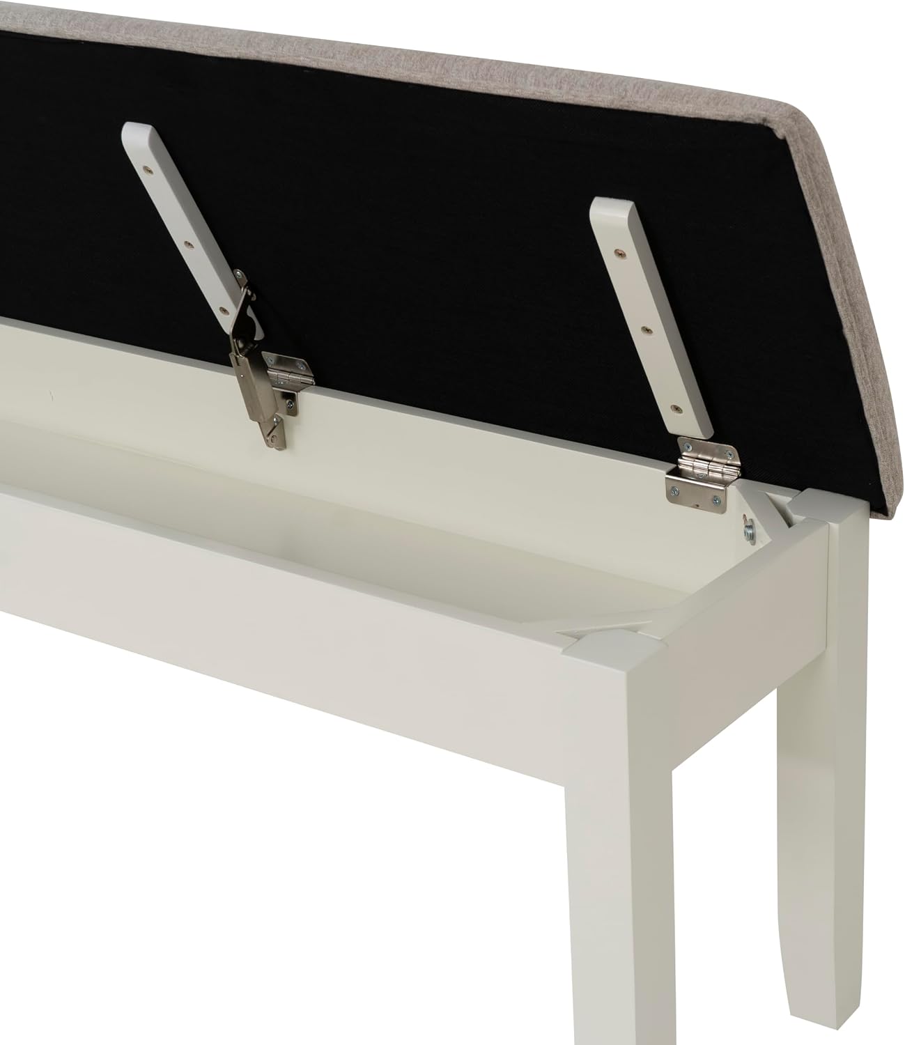 Powell Company Jane Grey Wood Backless Storage Bench with Beige Upholstered Top