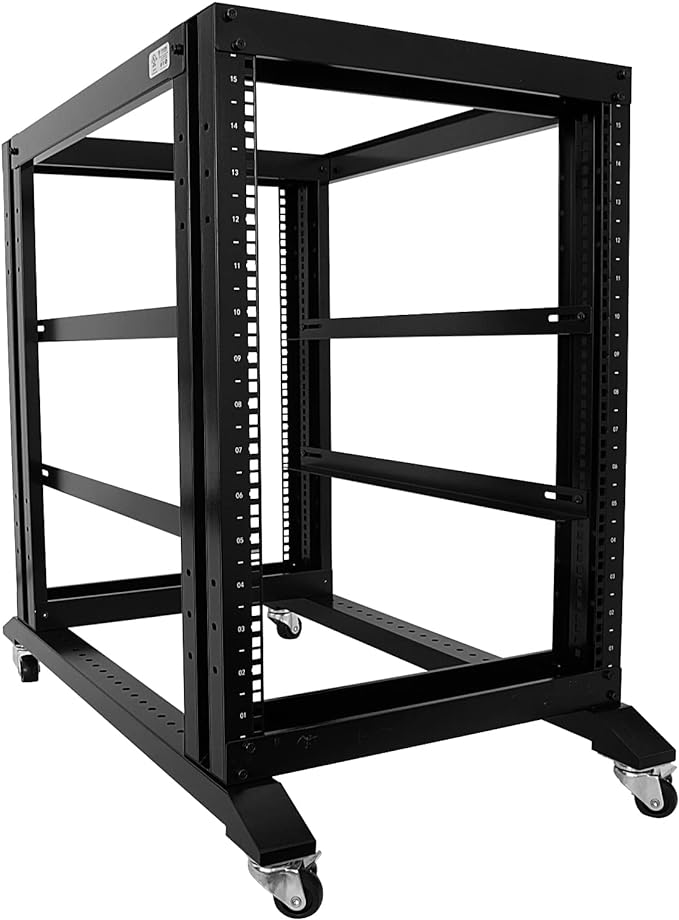 Raising Electronics Server Rack Open Frame Rack 4 Post 19 inch Adjustable Server/Audio Rack Cold Rolled Steel(15U,31 Depth)