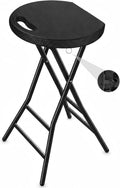5Rcom 24 Inch Foldable Bar Stool with Safety Lock for Adults | Sturdy Steel Frame Legs, Built-in Handle, Metal & Plastic Construction, Supports 550lbs, Black
