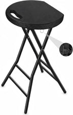 5Rcom 24 Inch Foldable Bar Stool with Safety Lock for Adults | Sturdy Steel Frame Legs, Built-in Handle, Metal & Plastic Construction, Supports 550lbs, Black
