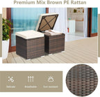 Pemberly Row 2PCS Patio Rattan Ottoman Seat with Storage, Off White, Durable Outdoor Furniture, Multipurpose Design for Patio Seating and Storage Solutions