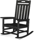 Oversized Outdoor Rocking Chair, HDPE Plastic High Back Rocking Chairs | Wood Grain, Heavy-Duty Patio Rocker, All Weather Outdoor Porch Chair, Lawn Chair for Outside, Deck, Fire Pit, Black