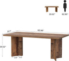 Tribesigns 63-inch Dining Table for 4-6, Farmhouse Kitchen Table with Large Tabletop, Rectangular Dinner Eating Table for Dining Room, Living Room, Kitchen, Distressed Brown
