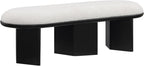 Meridian Furniture 22005Cream Wilshire Collection Art Deco Bench with Luxurious Cream Boucle Fabric and Rich Solid Wood with Black Finish, 57.5" W x 20" D x 18" H, Cream