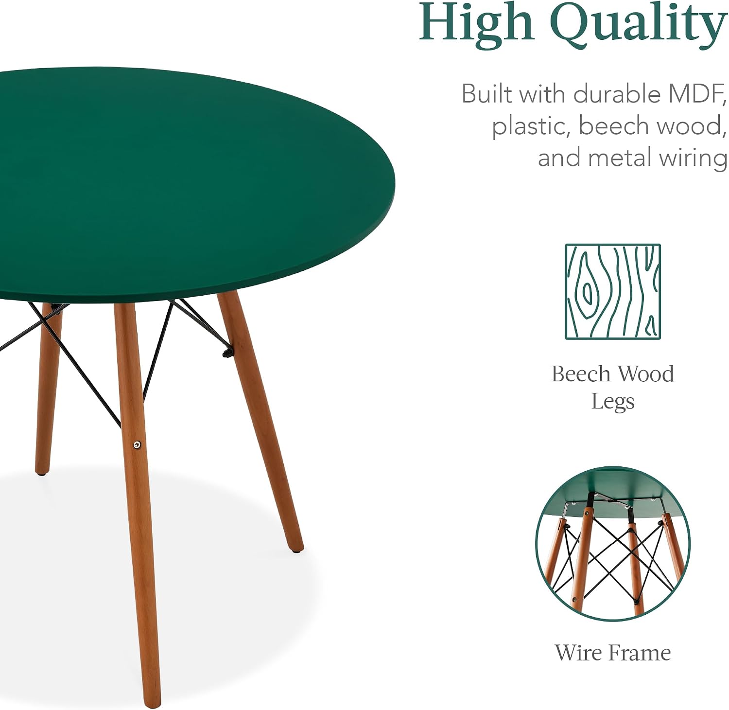 Best Choice Products 5-Piece Dining Set, Compact Mid-Century Modern Table & Chair Set for Home, Apartment w/ 4 Chairs, Plastic Seats, Wooden Legs, Metal Frame - Dark Green/Walnut