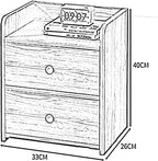 Bedside Table, Bedside Table Household Storage Cabinet 2 Drawers Guardrail Design Solid Wood e Small Telephone Station for Bedroom, Living Room 33x26x40cm(Color:White) (Wood Color)