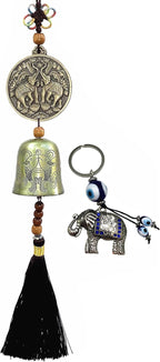 Traditional Lucky Feng Shui Wind Chime Bell Hanging Ornament Decoration for Protection Success Peace and Wealth (Elephant)
