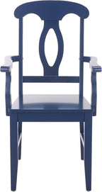 SAFAVIEH Home Collection – Hannelore Solid Wood Dining Arm Chair, Dark Blue Finish, Classic Transitional Seating Design (DCH6907D)