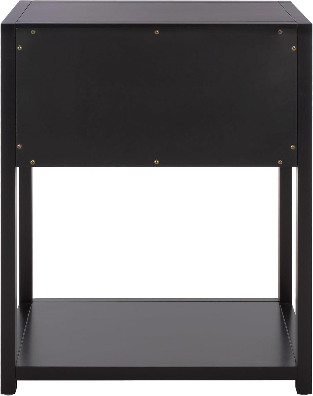 SAFAVIEH Furniture - Sadie 1-Drawer Nightstand - Black - Wood - Glam Gold Hardware Design - Ideal for Bedroom, 21" W x 17.2" D x 26" H - Fully Assembled (NST9201E)