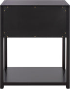SAFAVIEH Furniture - Sadie 1-Drawer Nightstand - Black - Wood - Glam Gold Hardware Design - Ideal for Bedroom, 21" W x 17.2" D x 26" H - Fully Assembled (NST9201E)